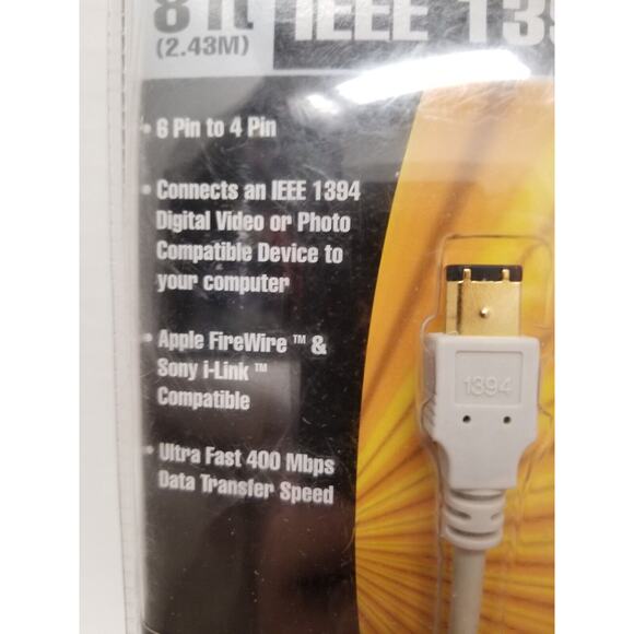 Computer essentials 8' IEEE 1394 cable 6 pin to 4 pin item no 296 - Picture 3 of 6